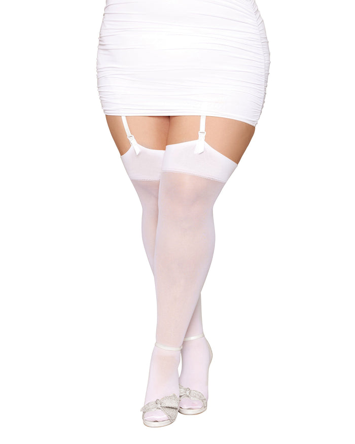 Dreamgirl Reversible Bride Crystal Seam Thigh Highs