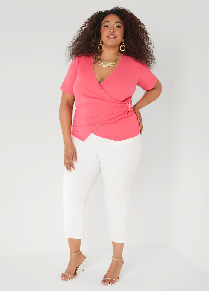 Embellished Faux Wrap Top