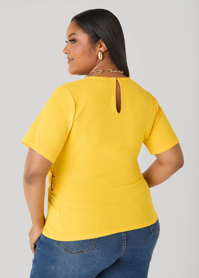 Embellished Faux Wrap Top