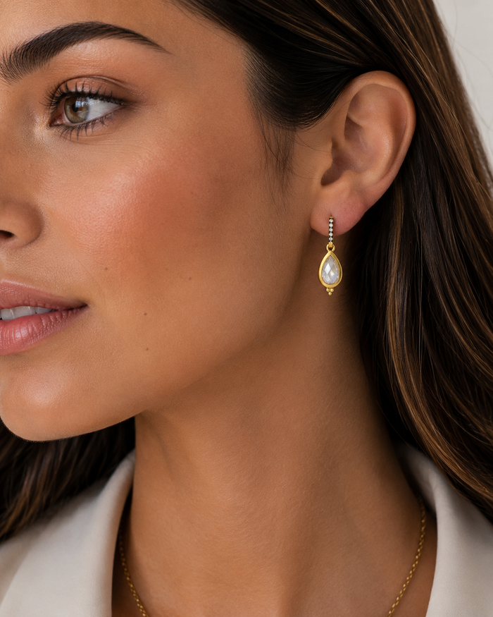 Exclusive Faceted Teardrop Drop Earrings
