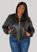 Faux Leather Bomber Jacket