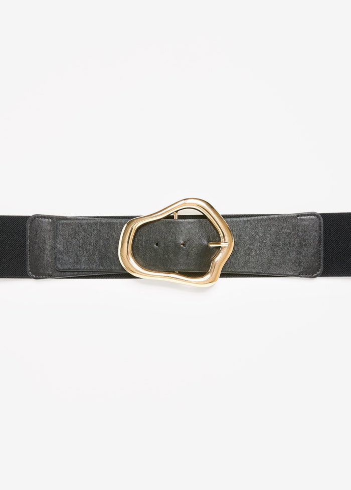 Faux Leather Sculpted Buckle Belt