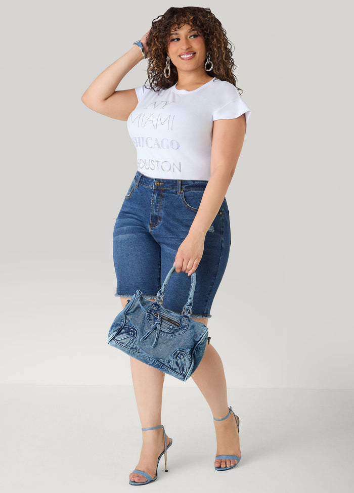 Fearless Distressed High Waist Denim Shorts