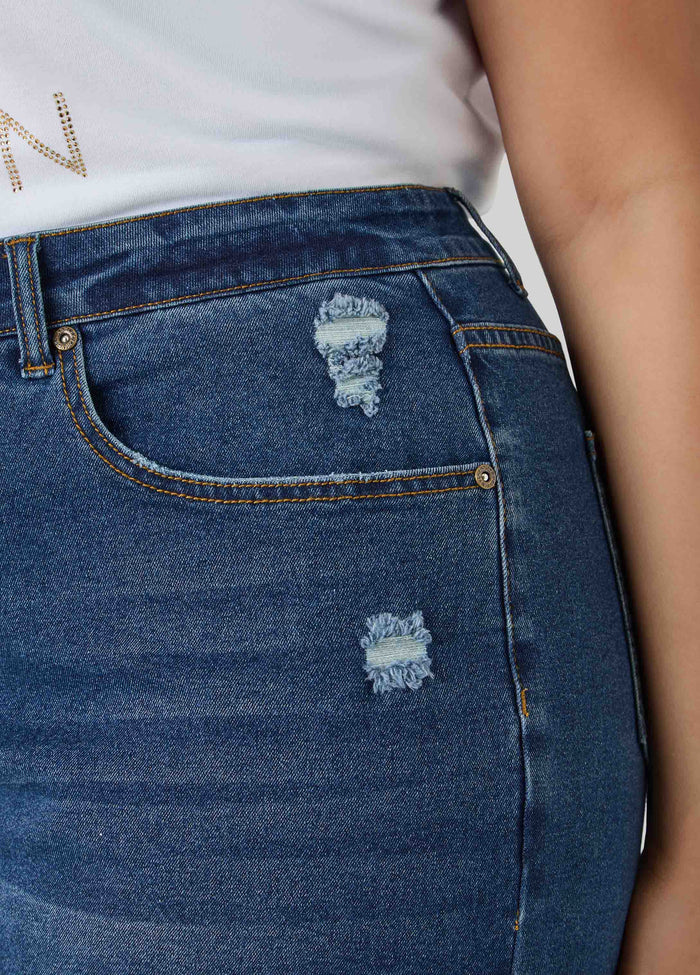 Fearless Distressed High Waist Denim Shorts