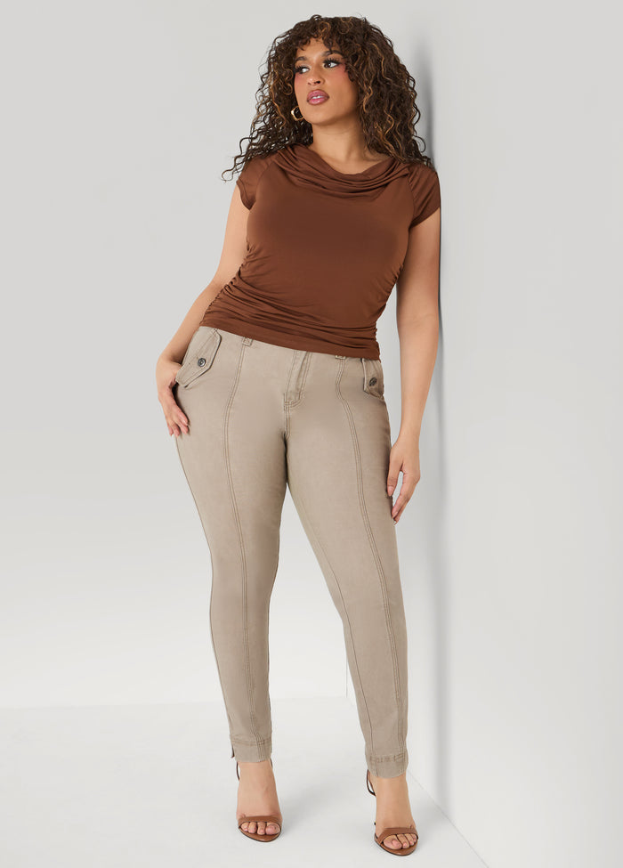 Flap Pocket Skinny Jeans