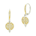 14KGoldandPlatinumonSterlingSilver Fleur Bloom Pav Disc Lever Back Earrings Fleur Bloom EARRING
