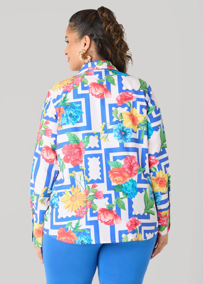 Floral Print Collared Shirt