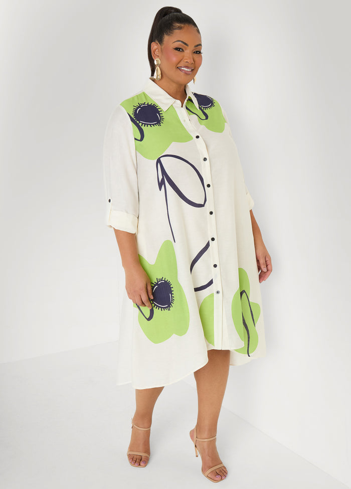 Floral Print Hi Low Shirtdress