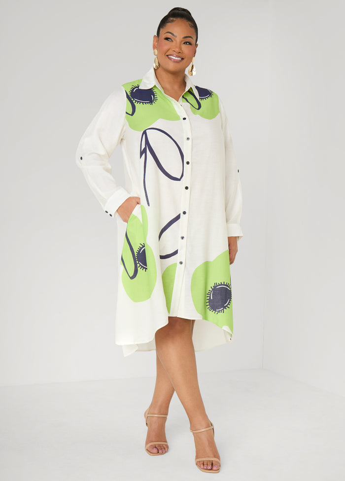 Floral Print Hi Low Shirtdress