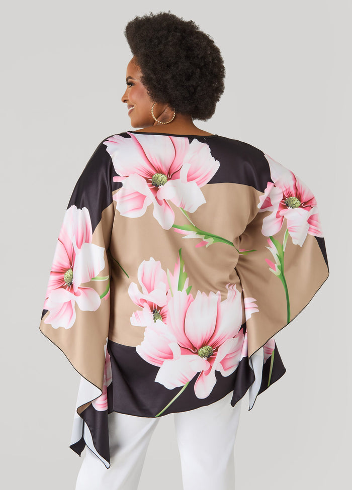 Floral Print Satin Tunic