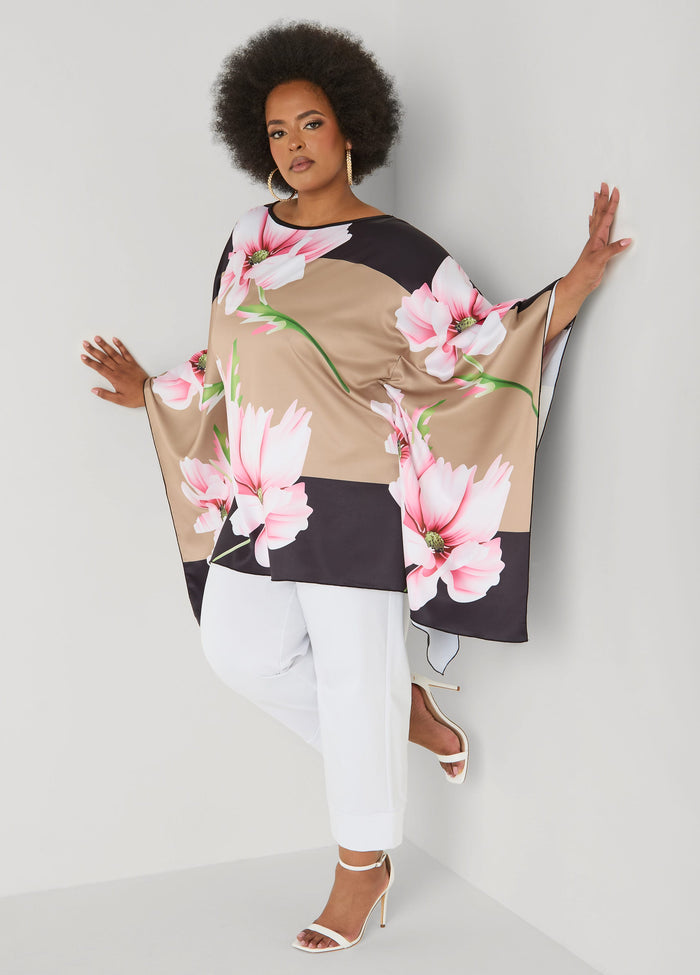 Floral Print Satin Tunic