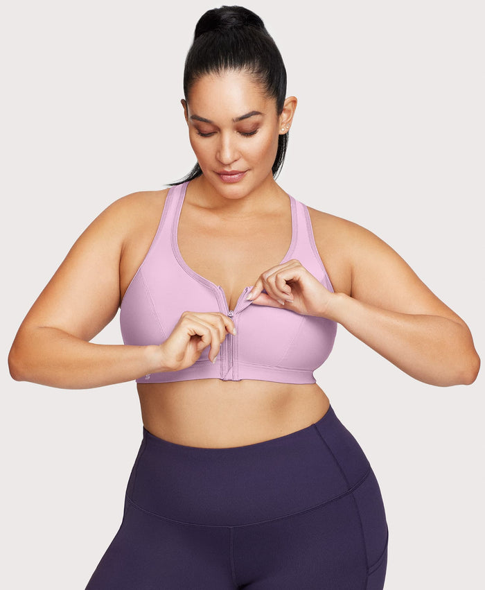 Front-Closure Zip Up Sports Bra