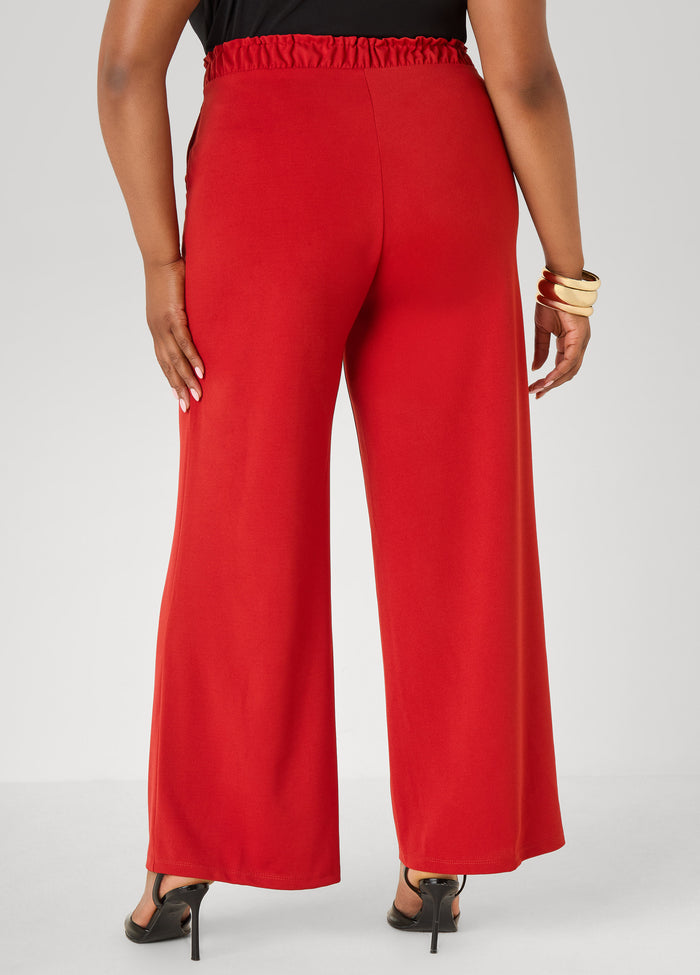 Gathered Waist Straight Leg Pants