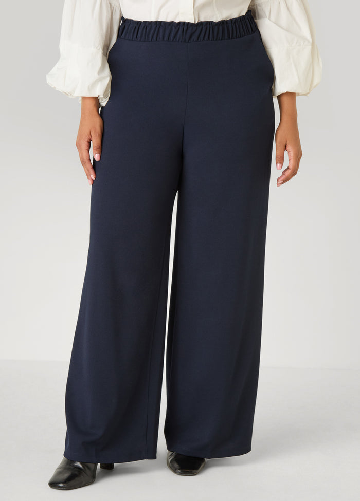 Gathered Waist Straight Leg Pants