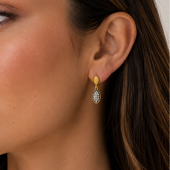 Gilded Cable Small Pave Drop Earrings