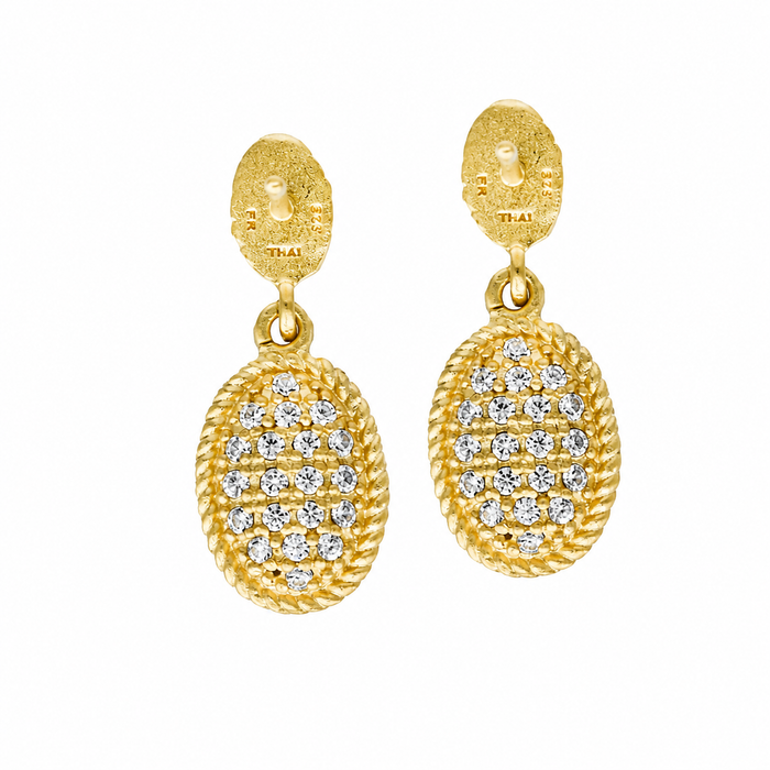 Gilded Cable Small Pave Drop Earrings