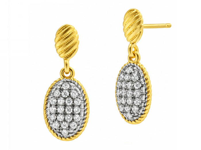 Gilded Cable Small Pave Drop Earrings