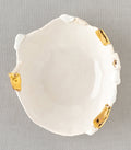 Halo Ring Dish by G-009, white ceramic ring dish with gold edge accents and rough stone-like finish