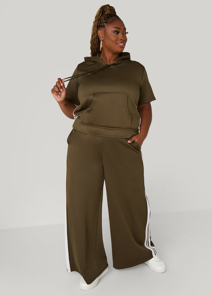 Hooded Stripe Trimmed Pullover