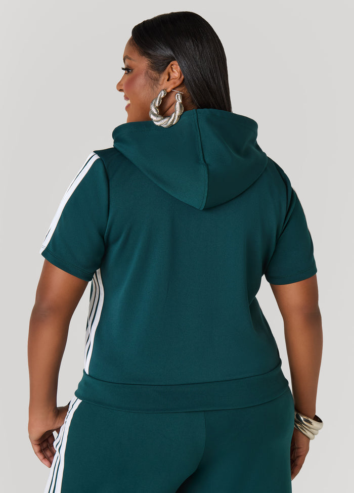 Hooded Stripe Trimmed Pullover