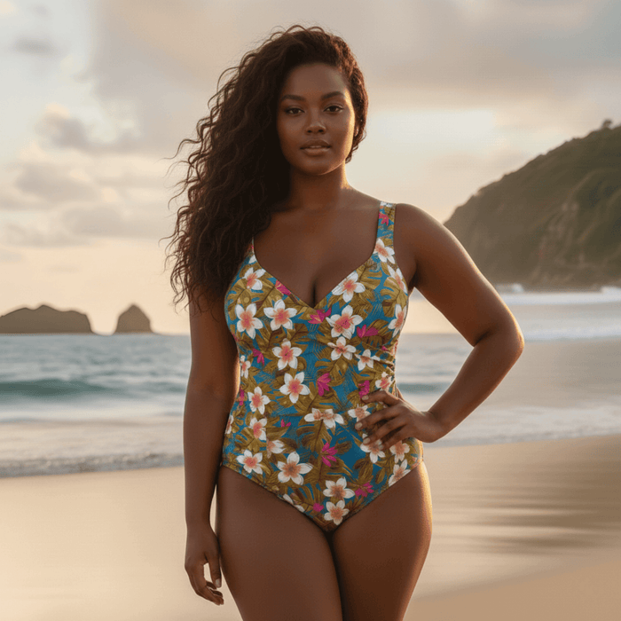 InstantFigure Hawaii Faux Wrap Swimsuit