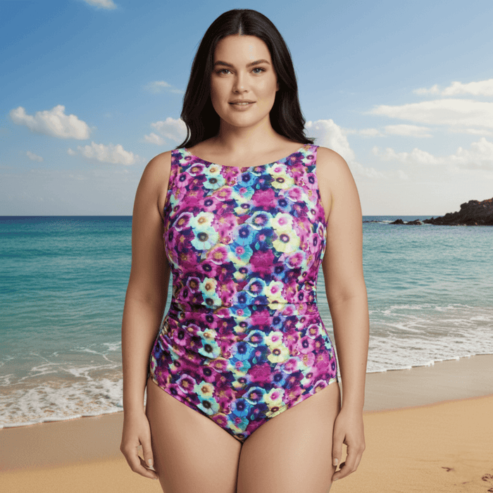 InstantFigure High Neck Floral Swimsuit