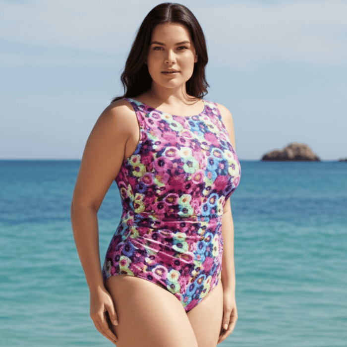 InstantFigure High Neck Floral Swimsuit