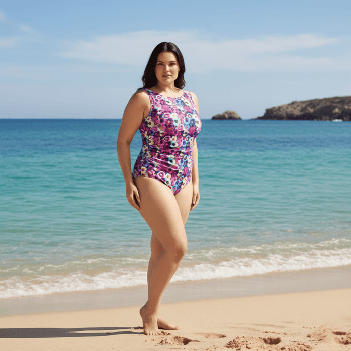 InstantFigure High Neck Floral Swimsuit