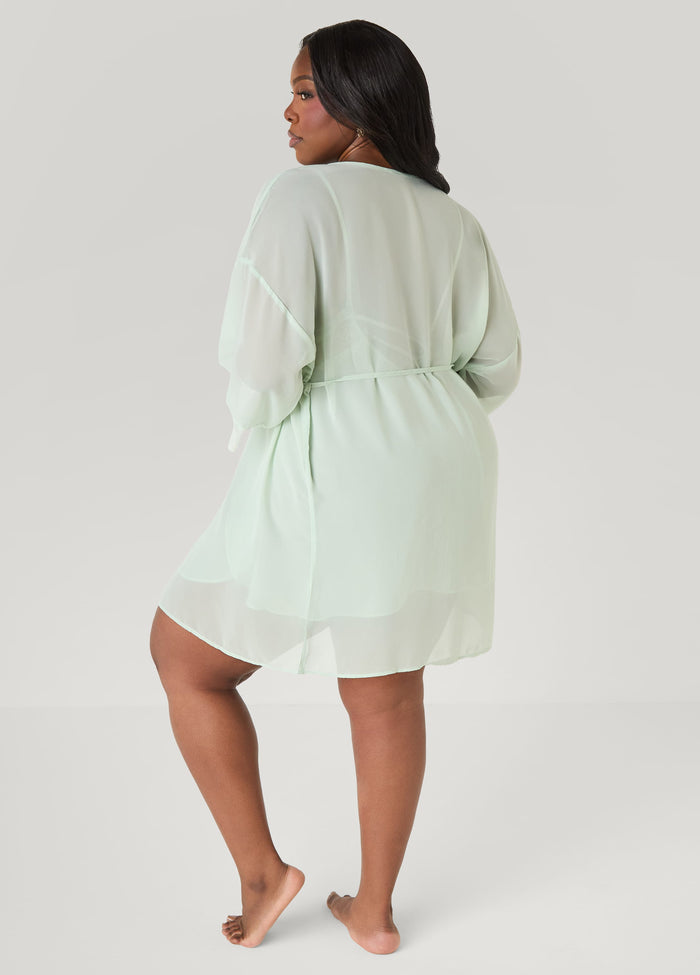 Lace Paneled Babydoll And Robe Set