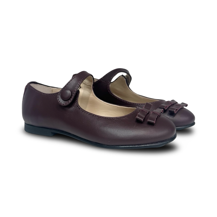 Lauve Burgundy Double Bow Mary Jane