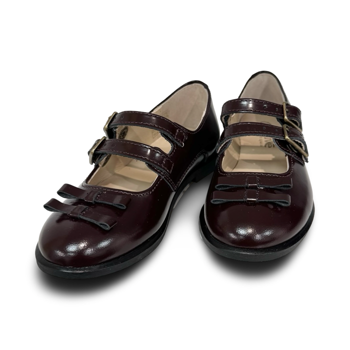 Lauve Burgundy Double Bow School Mary Jane