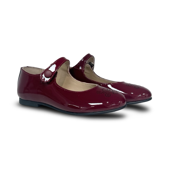 Lauve Burgundy Patent Embossed Mary Jane