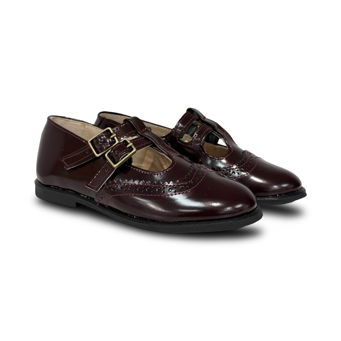 Lauve Wine Double Buckle Mary Jane