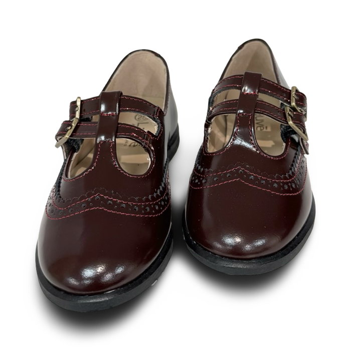 Lauve Wine Double Buckle Mary Jane