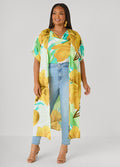 Leaf Print Open Front Duster