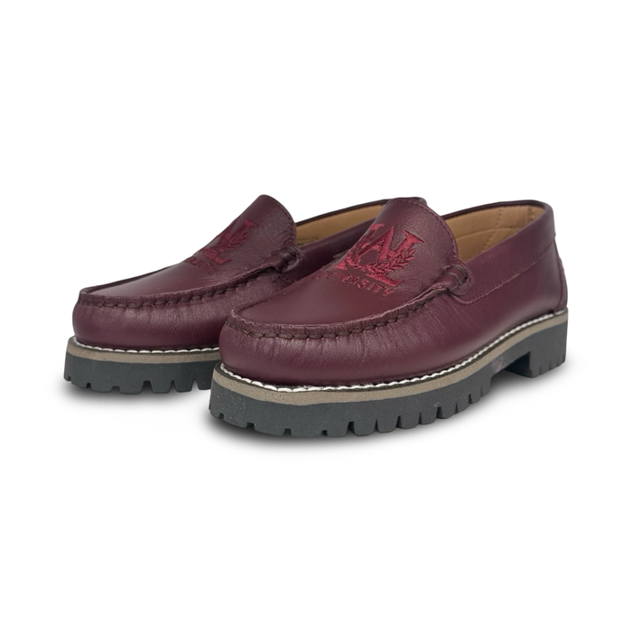 LMDI Burgundy University Logo Chunky Loafer