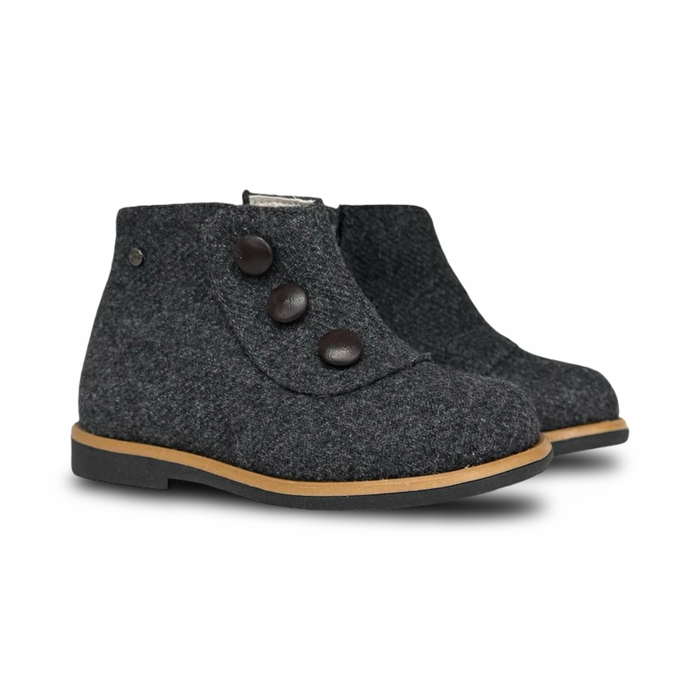 Manuela Gray Wool Button Gianni Bootie