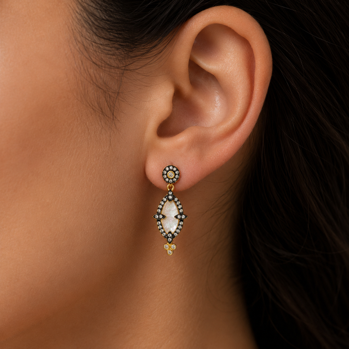 Marquise Mother of Pearl Drop Earrings