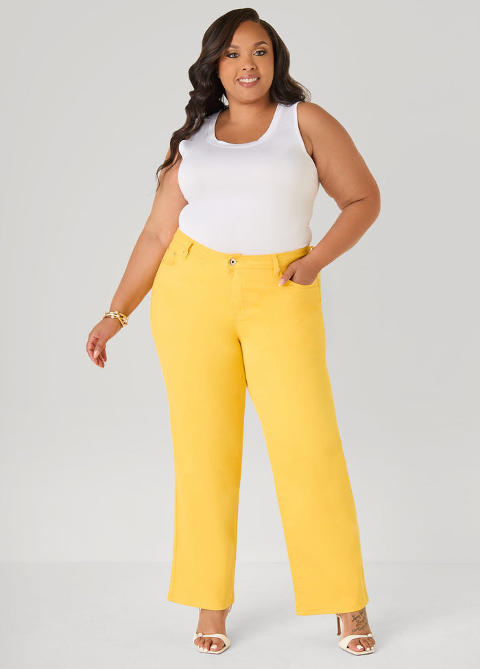 Mid Rise Straight Leg Jeans