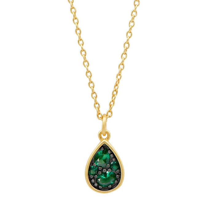 GoldBlackMatte Emerald Midnight Teardrop Pendant Midnight NECKLACE