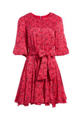 MINA PUFF SLEEVE MINI DRESS - BRIGHT PINK MULTI