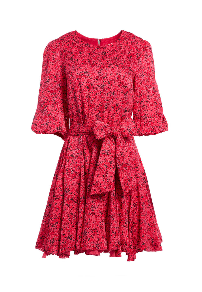 MINA PUFF SLEEVE MINI DRESS - BRIGHT PINK MULTI