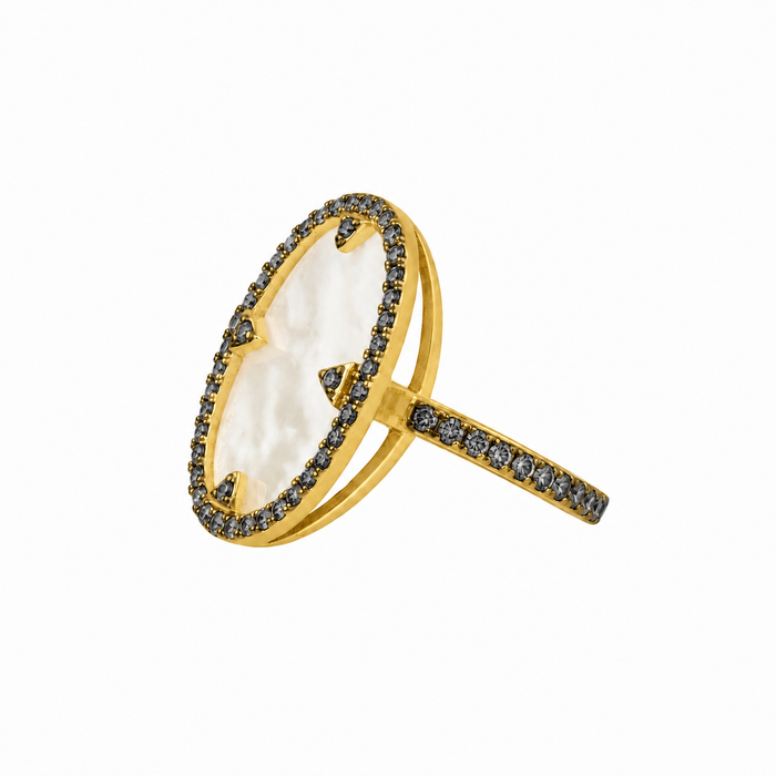 Mother of Pearl and Pavé Cocktail Ring