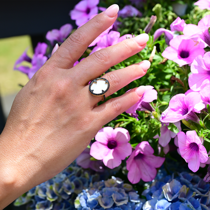 Mother of Pearl and Pavé Cocktail Ring