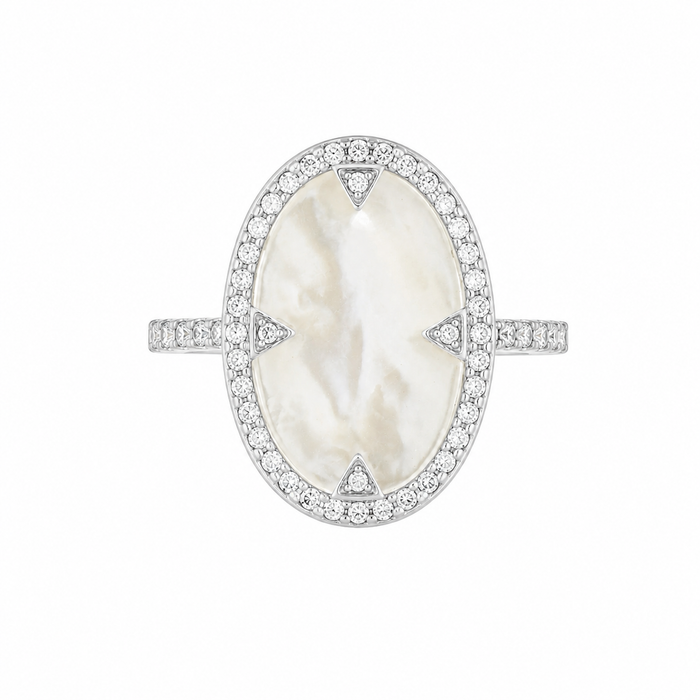 Mother of Pearl and Pavé Cocktail Ring