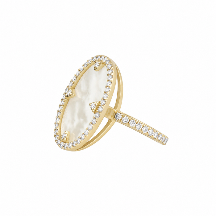 Mother of Pearl and Pavé Cocktail Ring