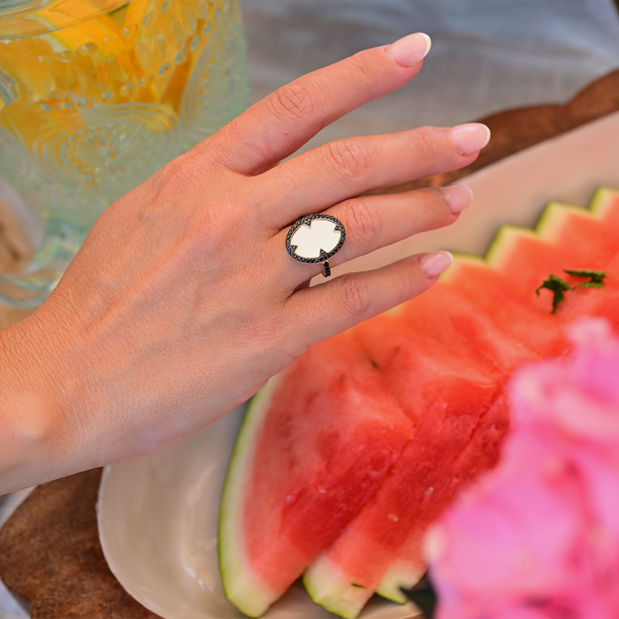 Mother of Pearl and Pavé Cocktail Ring