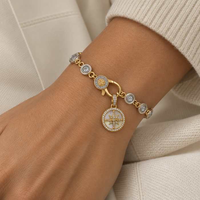 Mother of Pearl Compass Hope Charm