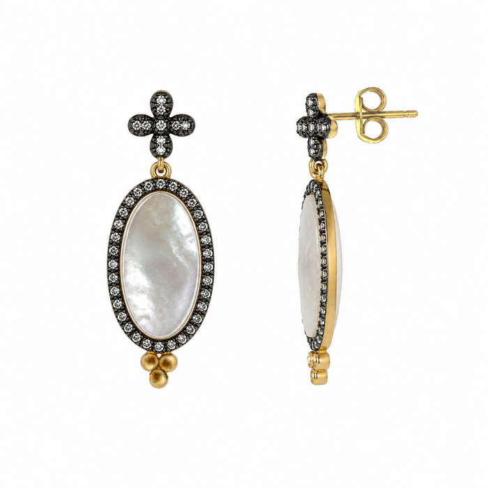 Mother of Pearl Oval Drop Earrings