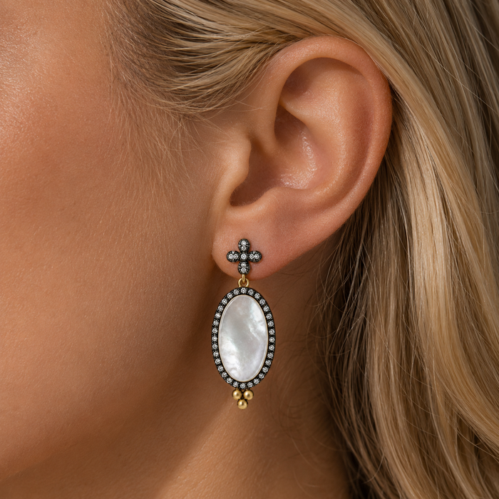 Mother of Pearl Oval Drop Earrings